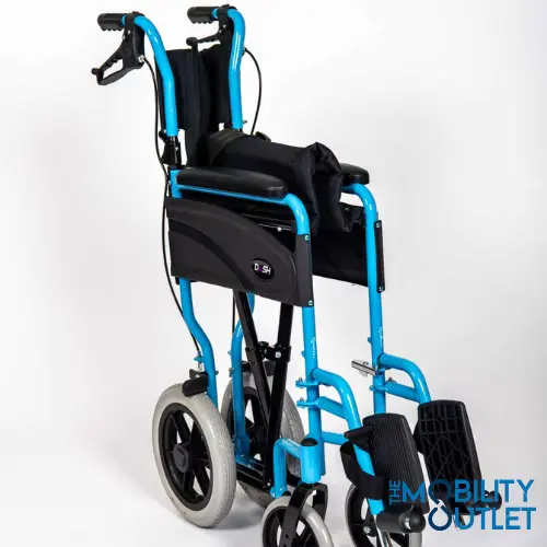 Express Folding Lightweight Wheelchair Folded Light Blue Other Side
