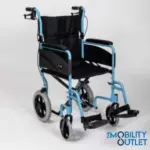 Express Folding Lightweight Wheelchair Folded Light Blue Front Side