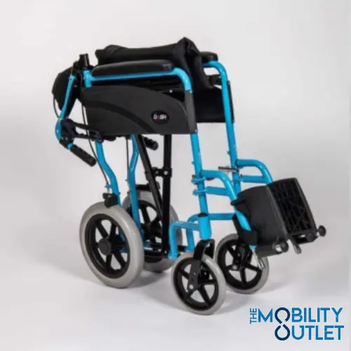 Express Lightweight Wheelchair Folded Light Blue Front