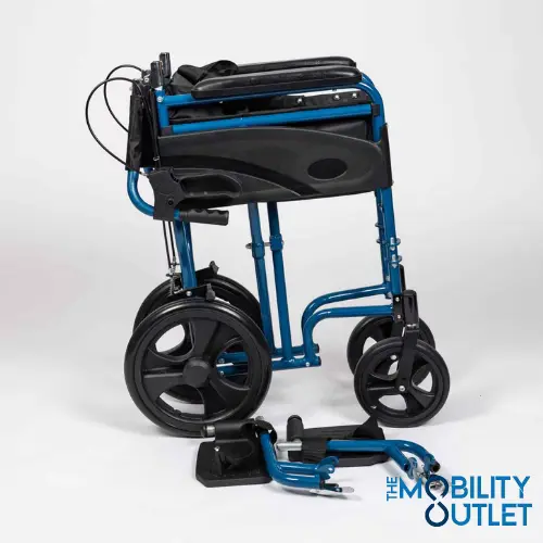 Magnesium Lite 10kg Wheelchair Side View Folded Blue