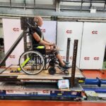 Wheelchair being prepared for crash testing